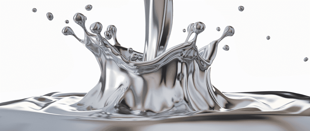 Header alzen; tropfendes, silbernes Metall