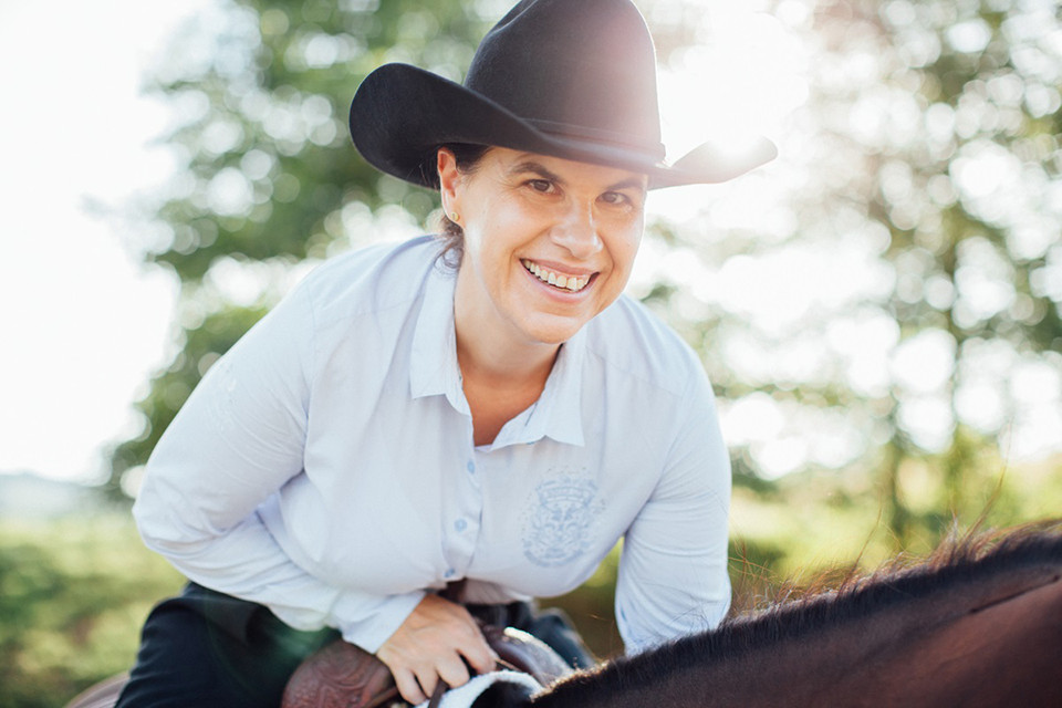 Andrea beim Westernreiten.