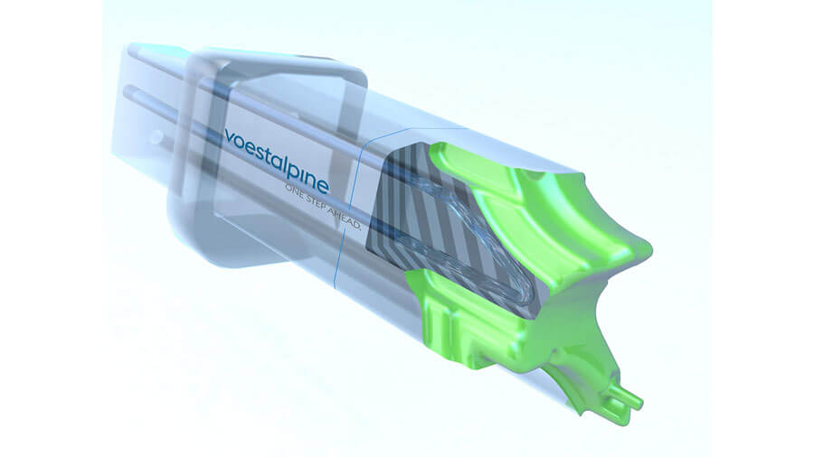 voestalpine HPM additively manufactured tool insert with conformal cooling.