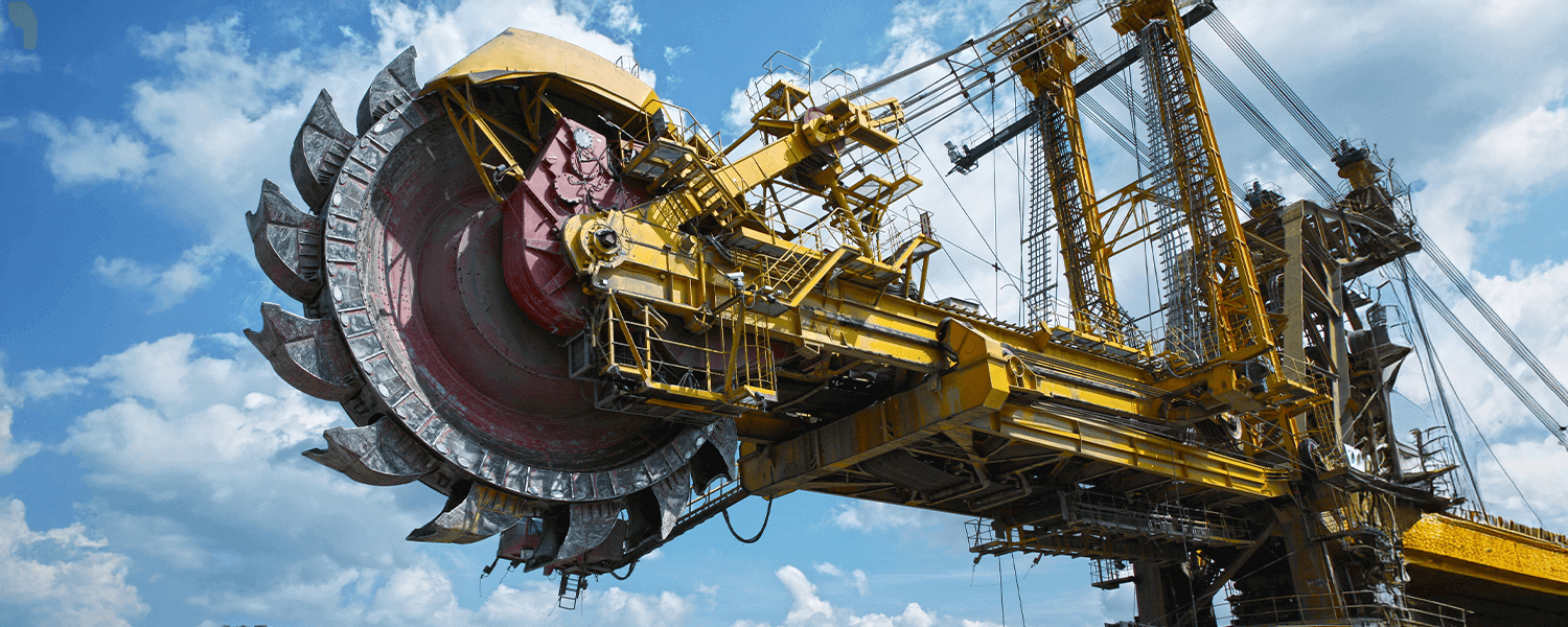 big mining machine with a crane and huge shovel for digging