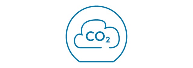 Icon with CO2 sign in a cloud - reduced CO2 footprint